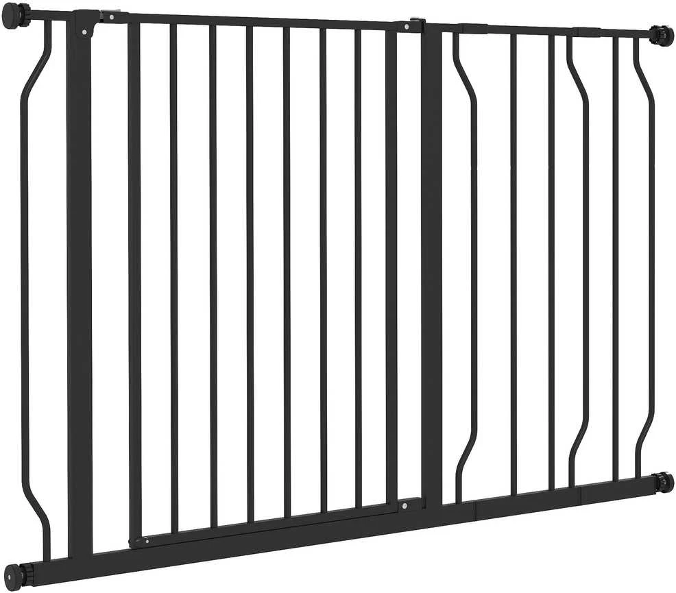 PawHut šunų apsauginiai varteliai, 75–115 cm, metaliniai, juodi | Aosom