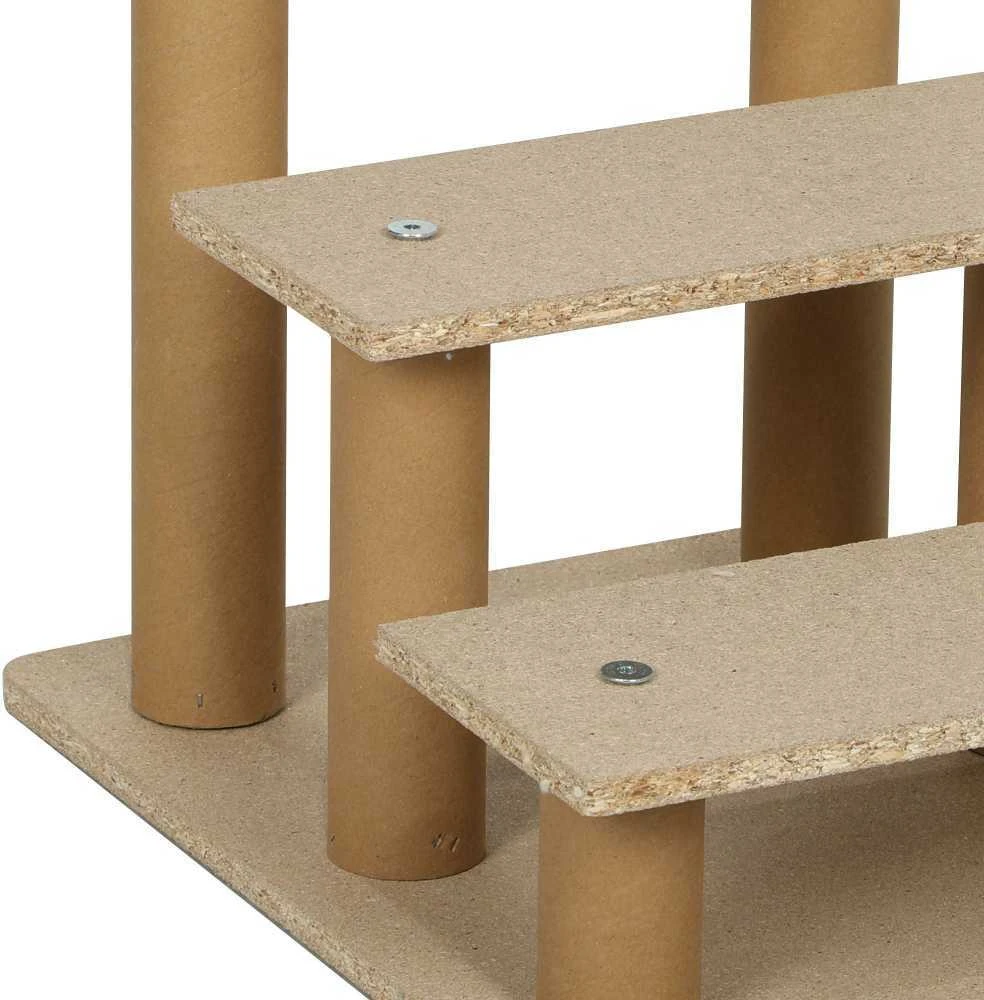 PawHut 3 pakopų šunų laiptai, 35 cm, su pliušine danga, kačių laipteliai lovai, sofai, katėms iki 5kg, šviesiai pilki