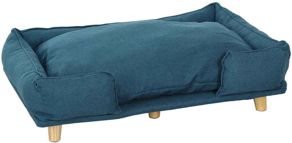 PawHut šunų lova, šunų pagalvė, šunų krepšelis, šunų sofa, medinės kojelės, poliesteris, tamsiai mėlyna, 96 x 66 x 24 cm