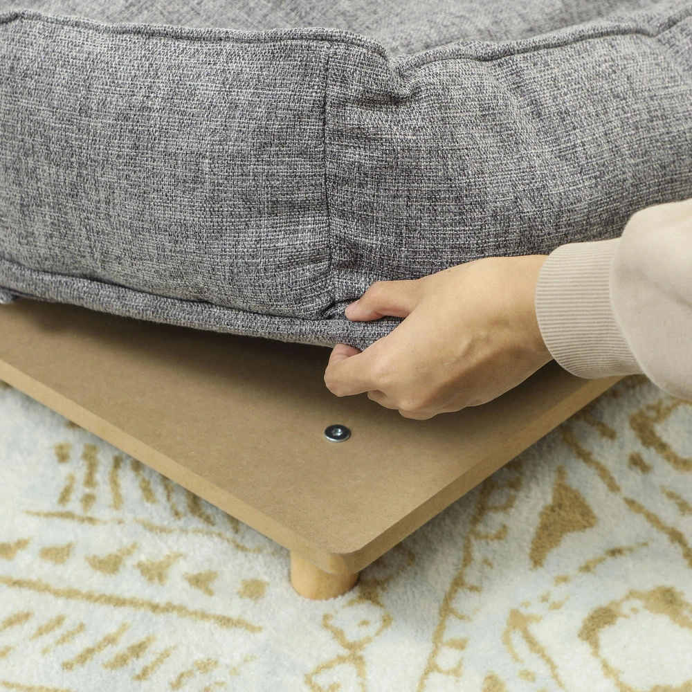 PawHut šunų sofa, augintinio sofa, augintinio lova, nuimamas ir plaunamas paminkštinimas, natūrali + tamsiai pilka