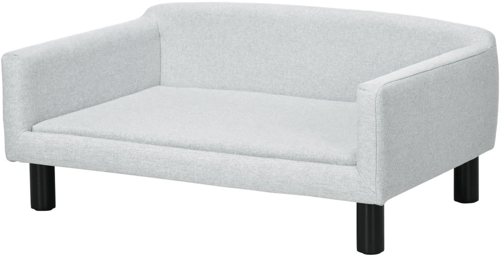PawHut šunų sofa, stilinga naminių gyvūnų sofa su užvalkalu ir medinėmis kojelėmis, 82x54x36 cm