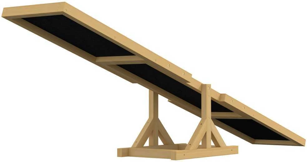 PawHut šunų sūpynės, medinės šunų judrumo (agility) sūpynės, neslidus šunų bėgimo takelis šunims iki 30 kg, pusiausvyrai lavinti, 180 x 30 x 30 cm, geltonos