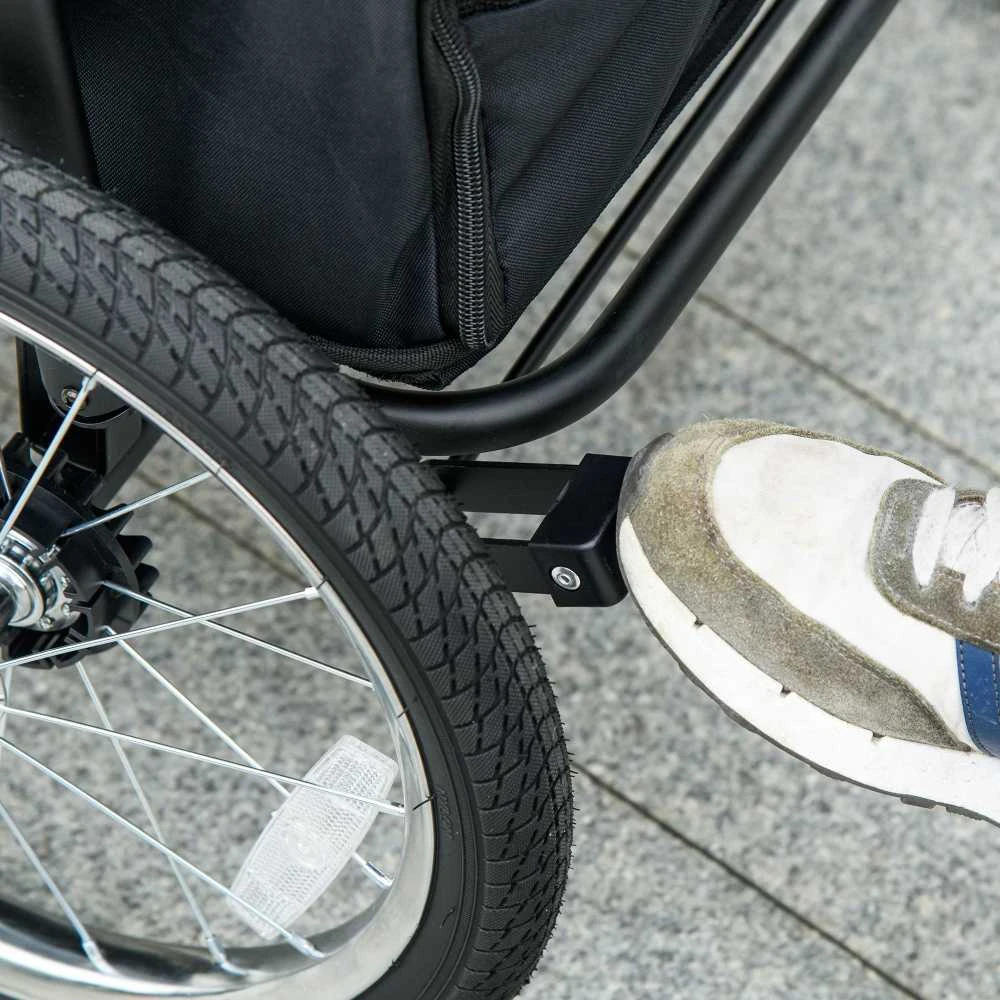 PawHut šunų vežimėlis su tinkleliu, sulankstomas, su saugos pavadėliu, dideliais guminiais ratais, iki 30 kg, Oxford, mėlynas