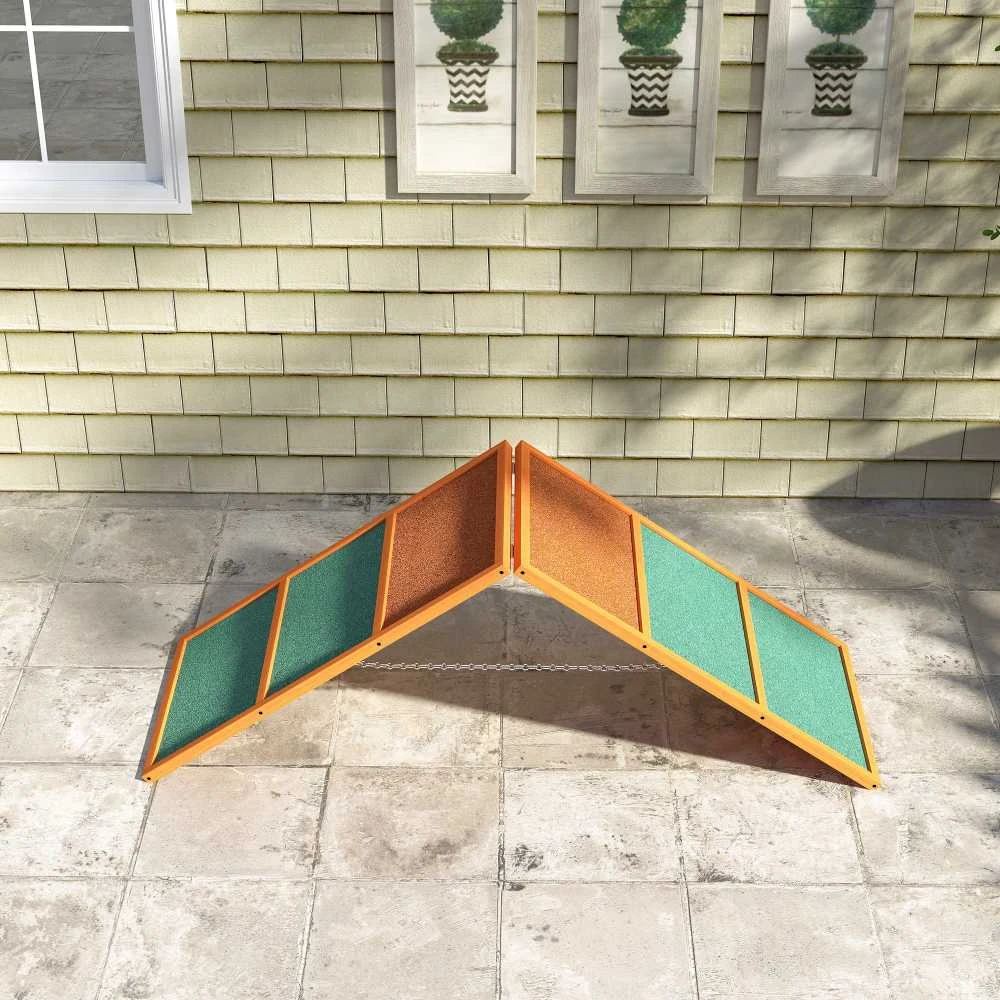 PawHut šunų agility tiltelis, šunų agility įranga su sulankstomu tiltu, neslystančiu paviršiumi, reguliuojamo aukščio, sodui, 173 x 59 x 66 cm, oranžinė