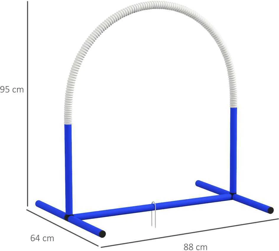 PawHut šunų dresūros įranga, Agility rinkinys šunims, 4 dalių kliūčių rinkinys vyresniems šunims, dresūros rinkinys su krepšiu, mėlyna/balta, 88 x 64 x 95 cm