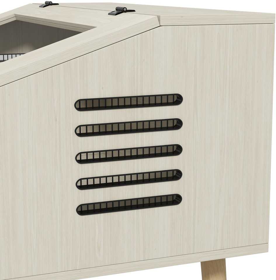 PawHut terariumas ropliams, 140 l roplių šėrimo dėžė su grūdinto stiklo langais, dangčiu, kojomis, roplių veisimo dėžė varliagyviams, vorams, ąžuolo spalvos, 100 x 50 x 60 cm