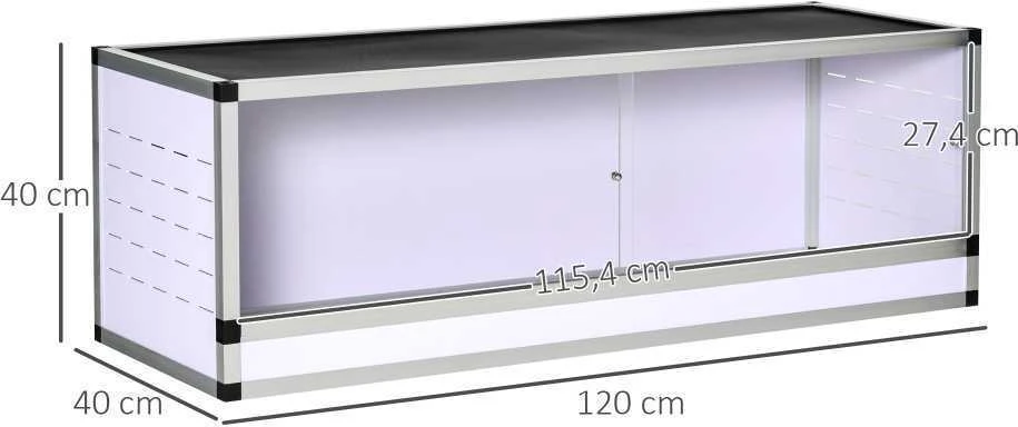 PawHut terariumas, veisimo dėžė ropliams, varliagyviams, voragyviams, aliuminis, balta+sidabrinė+juoda, 120 x 40 x 40 cm