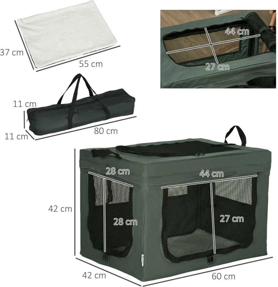Pawhut Transportavimo krepšys augintiniams iki 4kg - pilkas
