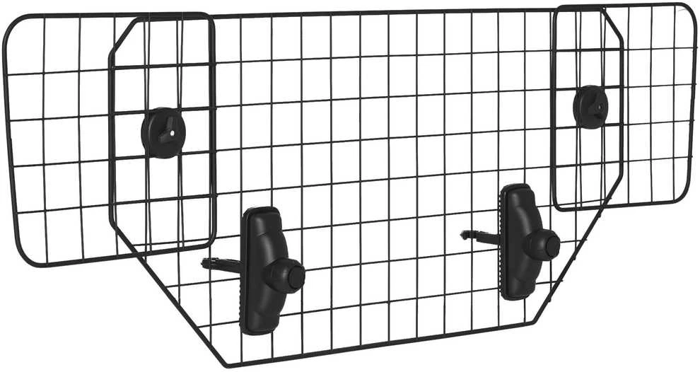PawHut šunų apsauginės grotelės, universalios automobilių bagažinės grotelės, reguliuojamos pertvaros šunims, metalinės, juodos spalvos, (90-120)x40,5 cm