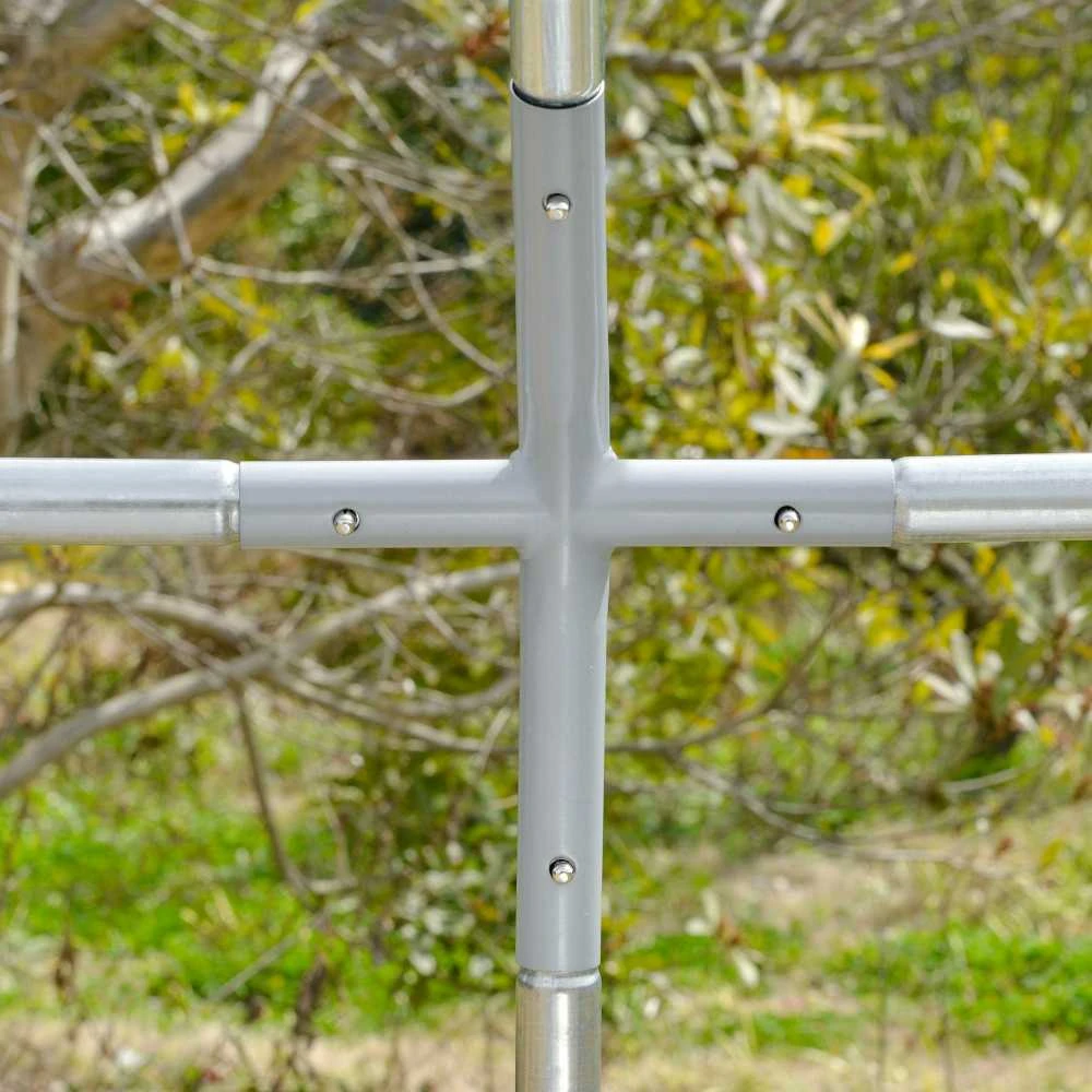 PawHut plieno vištidės voljeras, 280 x 190 x 197 cm vištidės narvas su UV spinduliams atspariu stogu, durelėmis, vištidė 4–6 vištoms, smulkiems gyvūnams, sidabrinė