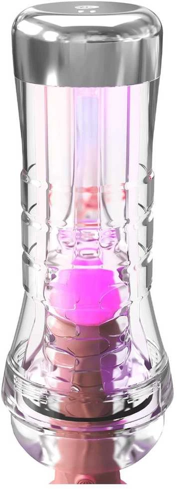 „Pipedream PDX ELITE“ vaizdo vamzdelis su permatomu „EZ-GRIP“ LED strokeriu