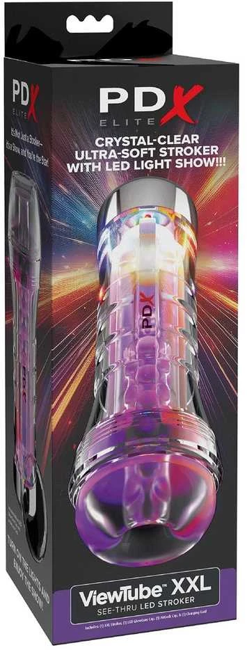„Pipedream PDX ELITE“ vaizdo vamzdelis su permatomu „EZ-GRIP“ LED strokeriu