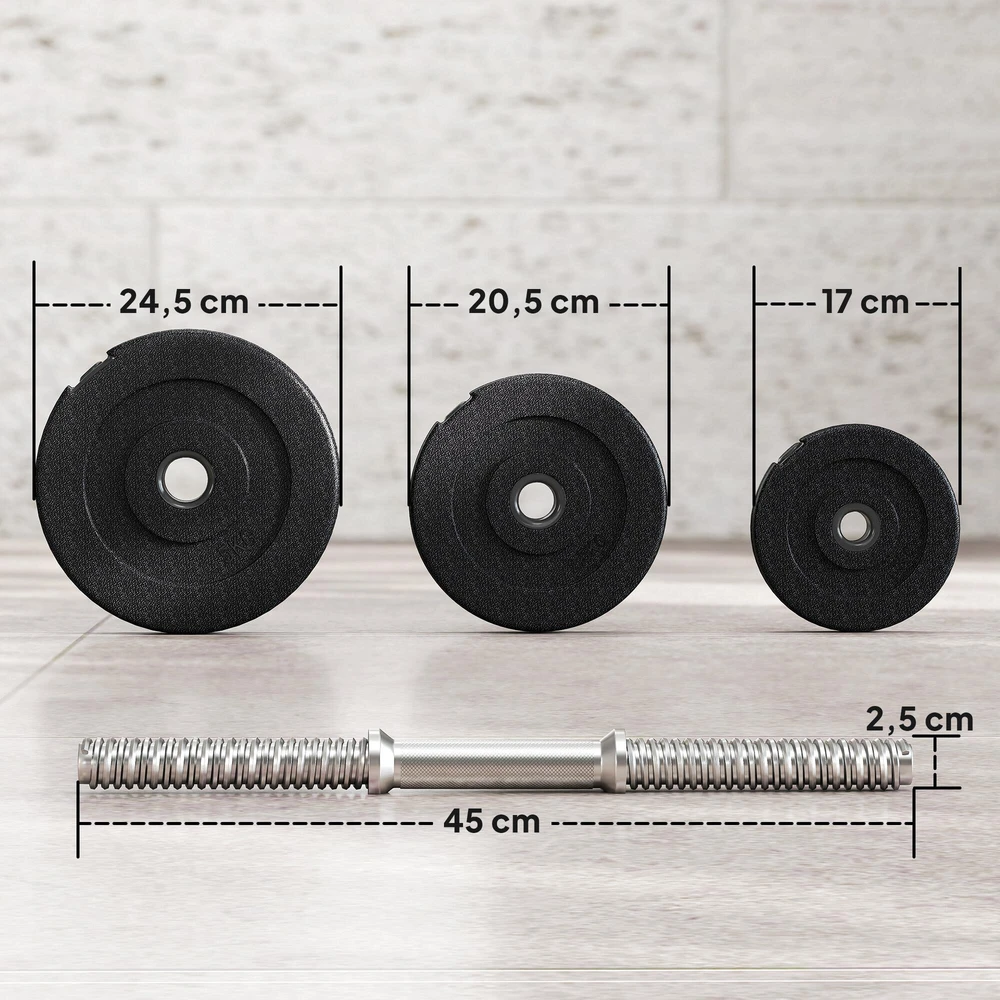 Reguliuojamo svorio hantelių rinkinys 40 kg, 2 hantelių rinkinys su 12 svorio plokštelių