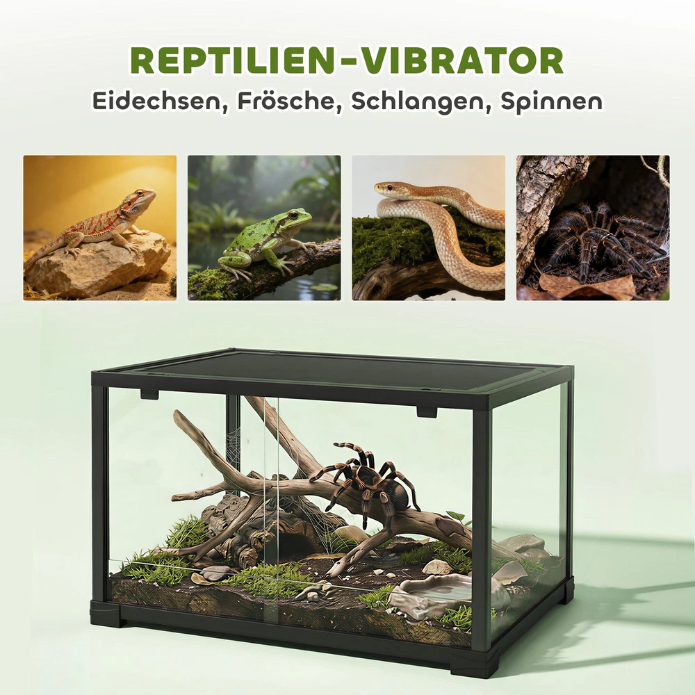 Roplių terariumas, 86 litrų vivariumas su stumdomomis durimis, rakinamas, skirtas driežams, vabzdžiams, vorams, gekonams, 60 x 45 x 32 cm, juodas