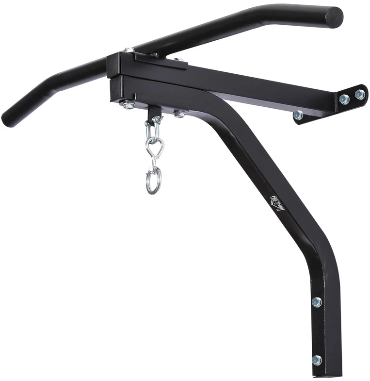 HOMCOM 2-in-1 bokso maišo laikiklis, sieninis skersinis prisitraukimams, iki 130 kg, plieno, juodas, 93 x 47 x 51 cm