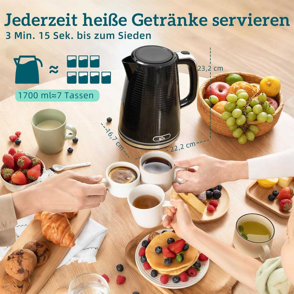 Skrudintuvas HOMCOM virdulio ir skrudintuvo rinkinys, 2200W, Otter termostatas, 2 skrudintuvų angos, 7 rudumo lygiai, dėklas trupiniams, juodas