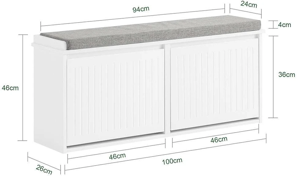 Sobuy Suoliukas su pagalvėle, batų dėžė suolo tipo, FSR98-XL-W