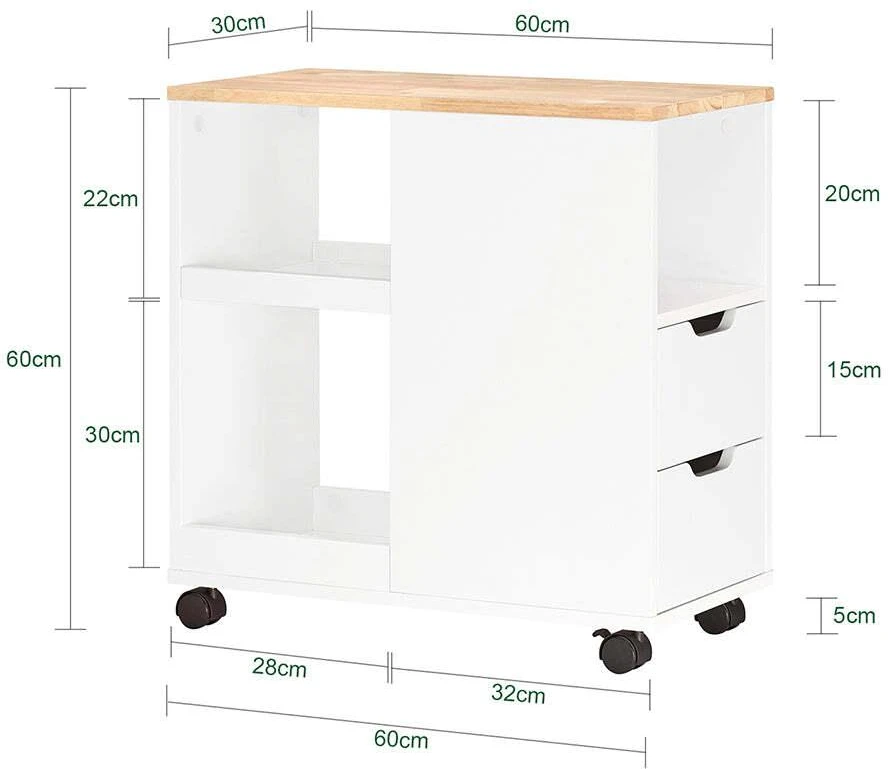 Sobuy Sofa staliukas, staliukas daiktams laikyti, šoninis staliukas su ratukais FBT130-WN