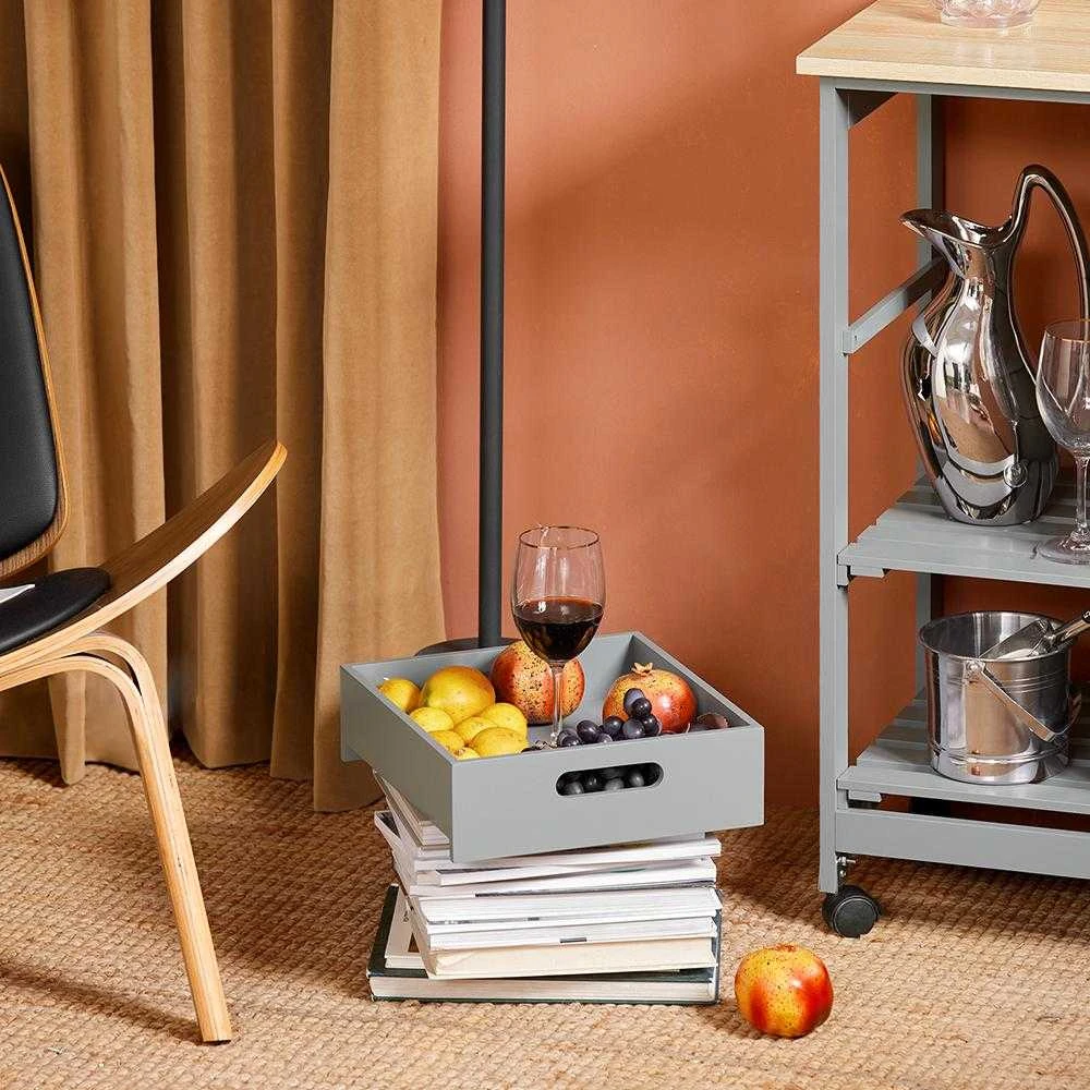 SoBuy virtuvės vežimėlis, serviravimo staliukas, spintelė daiktams laikyti, virtuvės sala su ratukais FKW79-HG