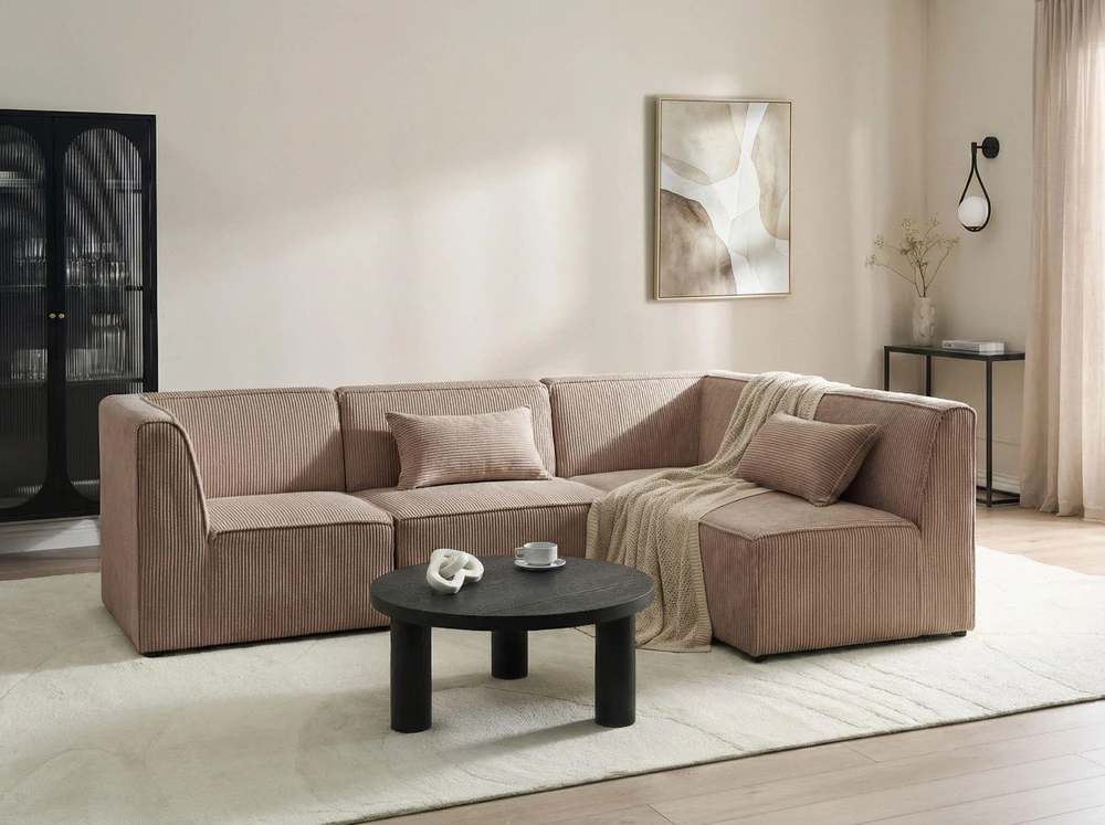 Sofa Beliani 1 vietos modulis LEMVIG smėlio spalvos velvetinis