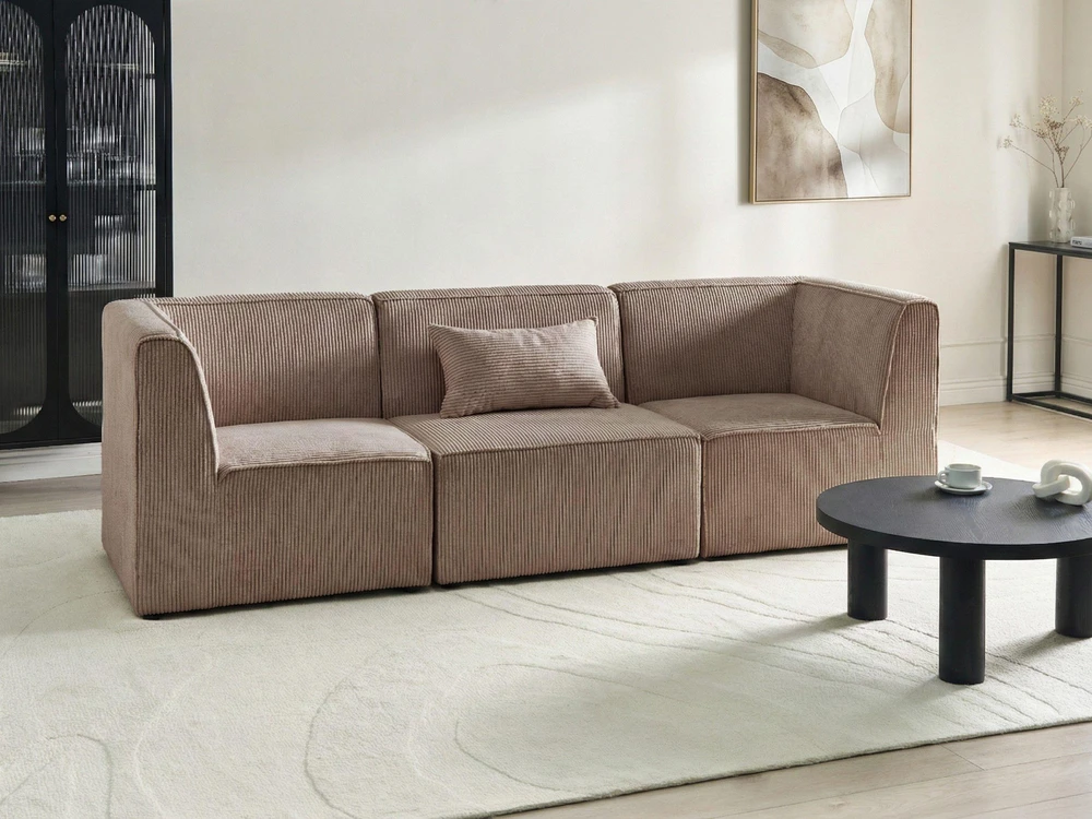 Sofa Beliani 1 vietos modulis LEMVIG smėlio spalvos velvetinis