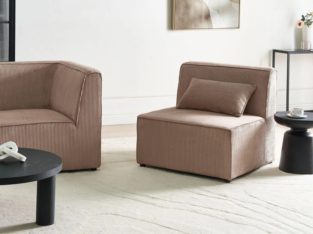 Sofa Beliani 1 vietos modulis LEMVIG smėlio spalvos velvetinis
