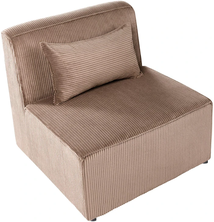 Sofa Beliani 1 vietos modulis LEMVIG smėlio spalvos velvetinis