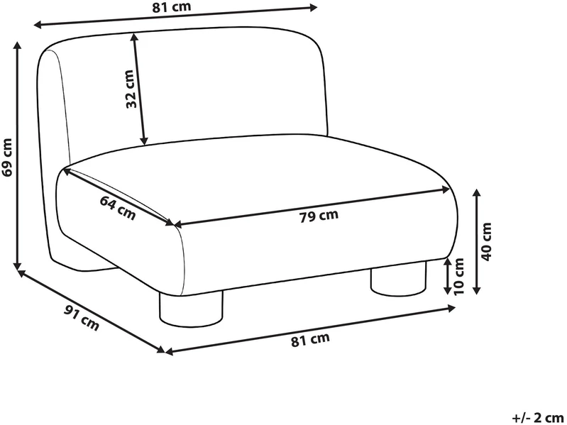 Sofa Beliani 1 vietos modulis MJALBI, kreminė balta, Boucle