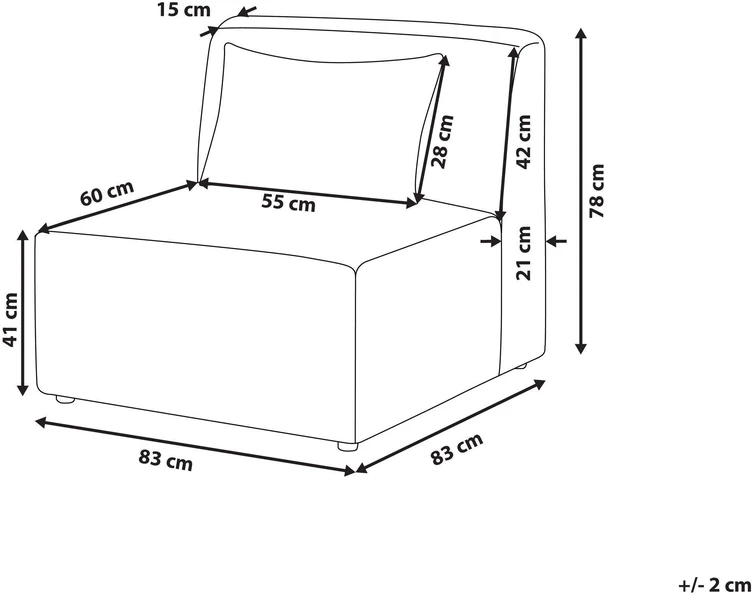 Sofa Beliani 1 vietos sofos modulis LEMVIG smėlio spalvos velvetas