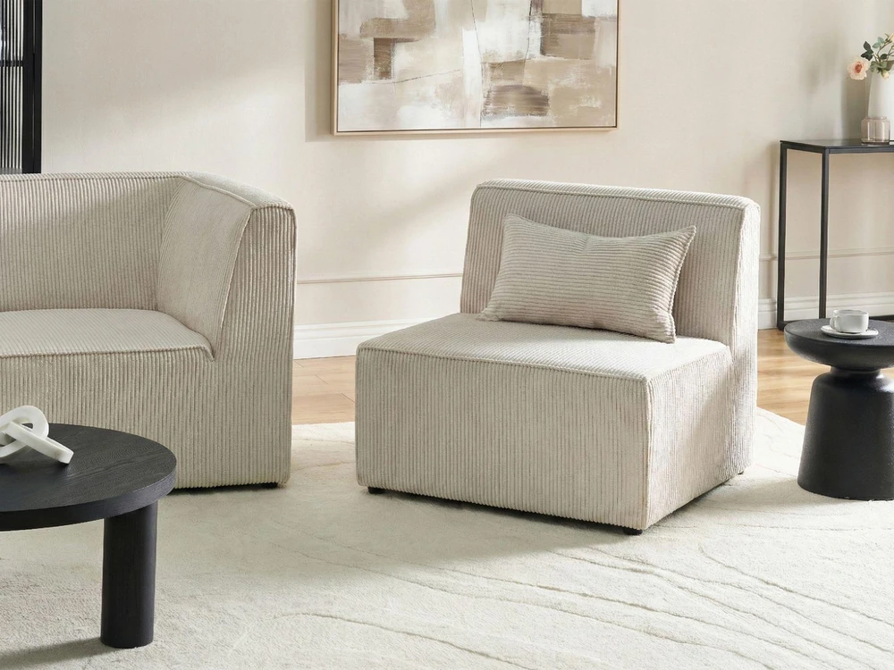 Sofa Beliani 1 vietos sofos modulis LEMVIG smėlio spalvos velvetas