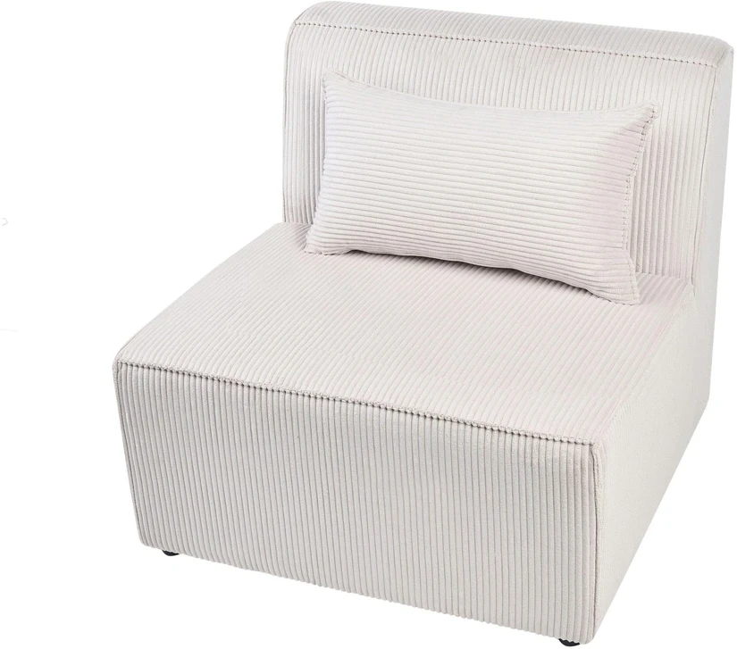 Sofa Beliani 1 vietos sofos modulis LEMVIG smėlio spalvos velvetas
