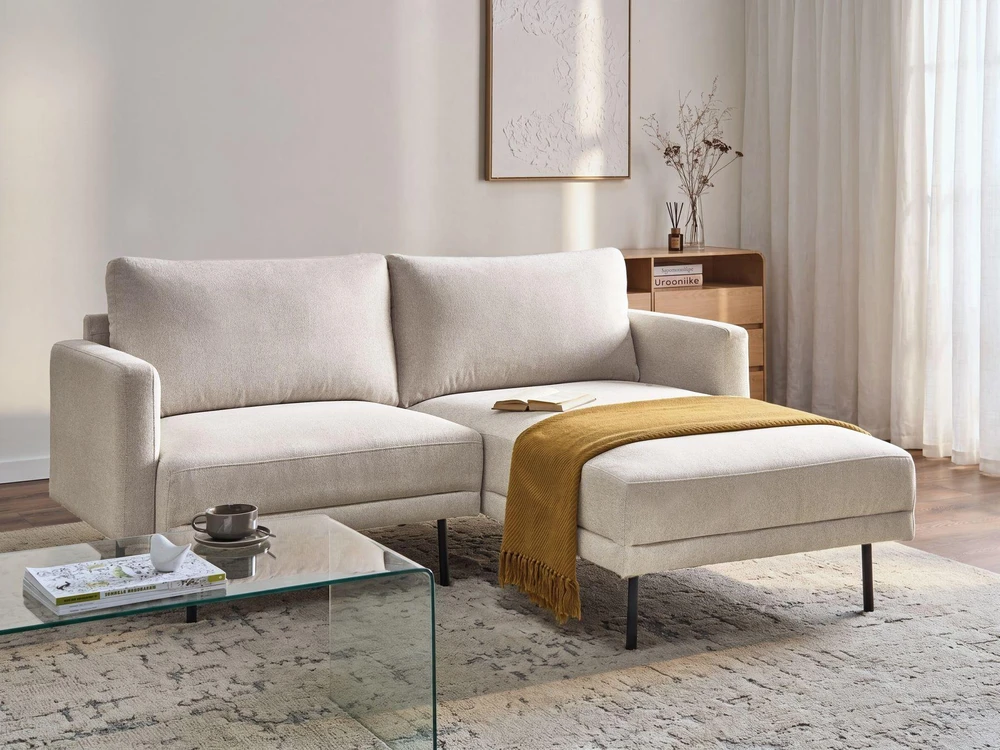 Sofa Beliani 2 vietų kairinis kampas BREDA, šviesiai smėlio spalvos