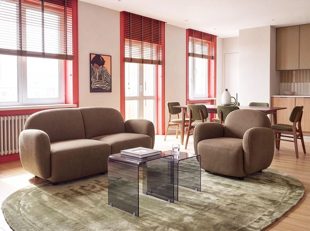 Sofa Beliani 3 vietų poilsio baldų komplektas JULE, rudas