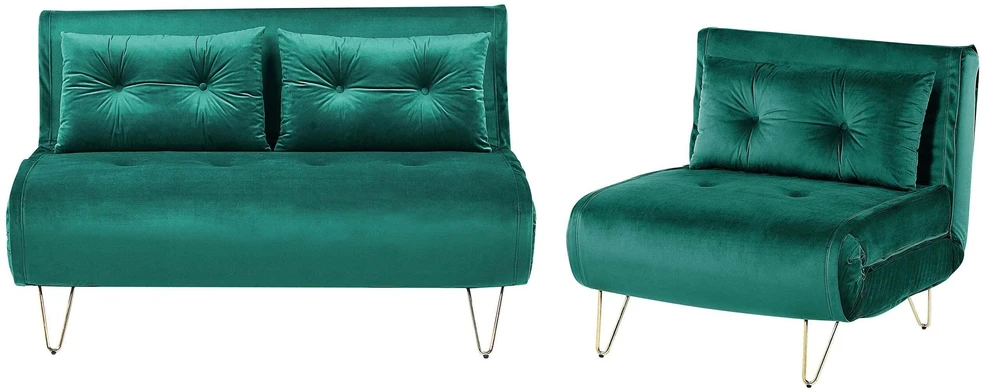 Sofa Beliani 3 vietų poilsio baldų komplektas VESTFOLD, tamsiai žalias veliūras