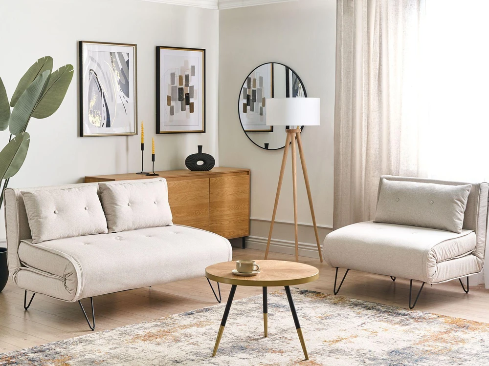 Sofa Beliani 3 vietų poilsio komplektas VESTFOLD, šviesiai smėlio spalvos