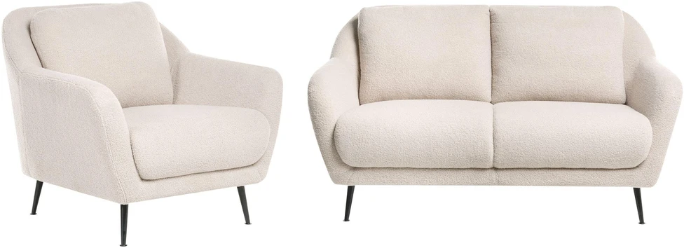 Sofa Beliani 3 vietų sofos komplektas EIBY Boucle smėlio spalvos