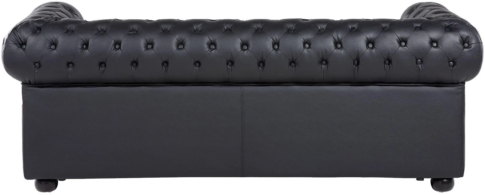 Sofa Beliani 4 asmenų poilsio baldų komplektas CHESTERFIELD, natūrali oda, juoda spalva
