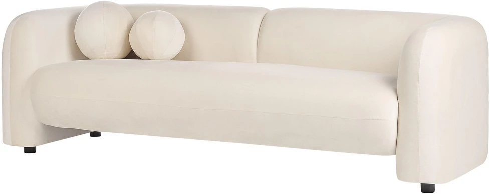 Sofa Beliani 4 asmenų poilsio baldų komplektas LEIREN, veliūras, kreminė balta spalva