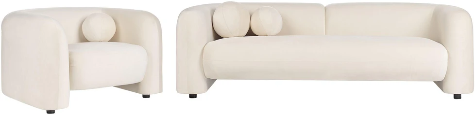 Sofa Beliani 4 asmenų poilsio baldų komplektas LEIREN, veliūras, kreminė balta spalva