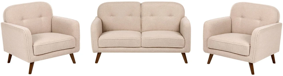 Sofa Beliani 4 asmenų svetainės baldų komplektas ETTRUM, smėlio spalvos boucle