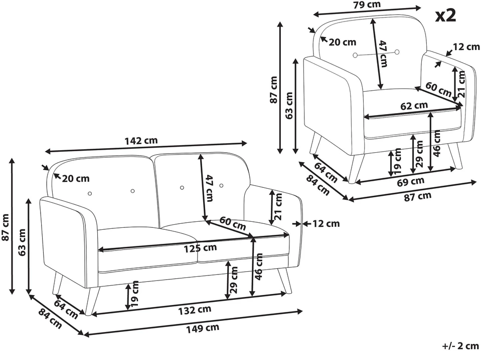 Sofa Beliani 4 asmenų svetainės baldų komplektas ETTRUM, smėlio spalvos boucle