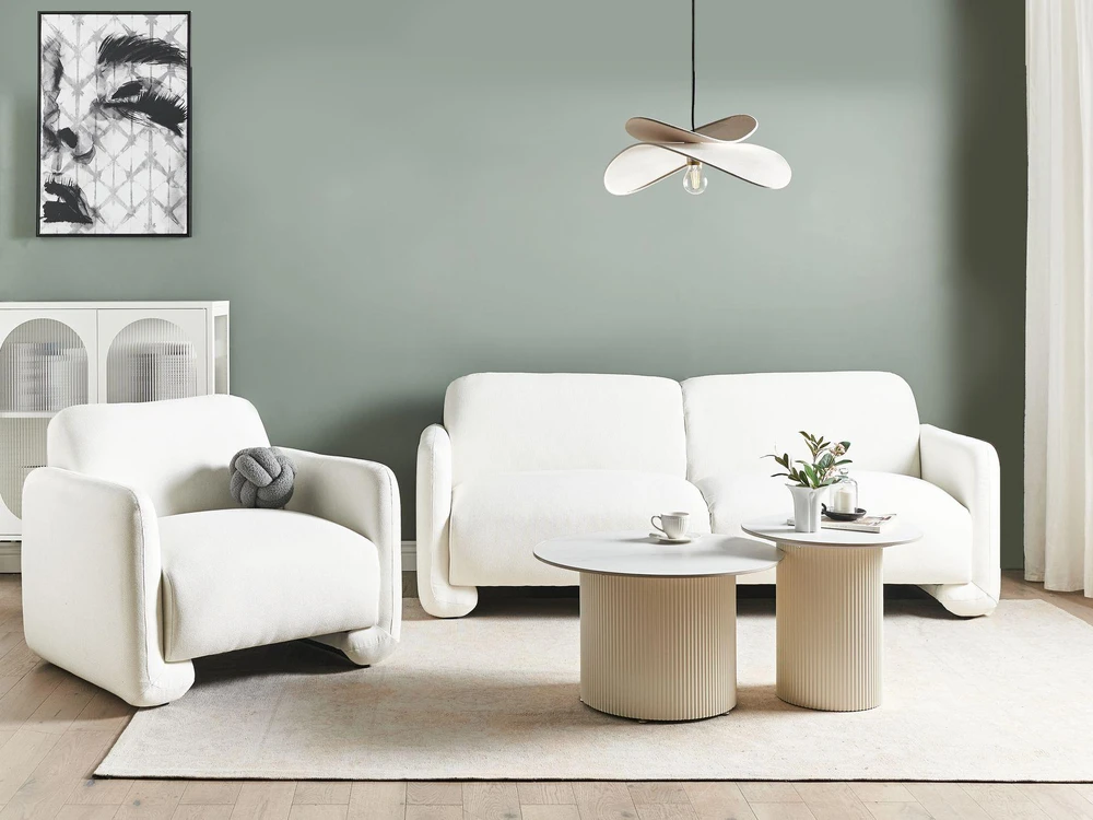 Sofa Beliani 4 asmenų svetainės baldų komplektas SALAND baltas
