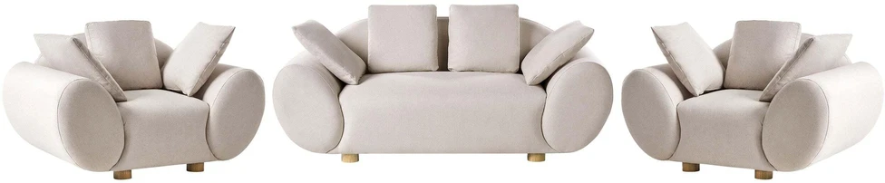 Sofa Beliani 4 asmenų svetainės baldų komplektas RINGEL šviesiai smėlio spalvos