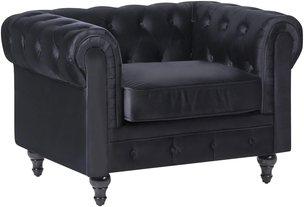 Sofa Beliani 4 vietų poilsio baldų komplektas CHESTERFIELD, veliūras, juodas