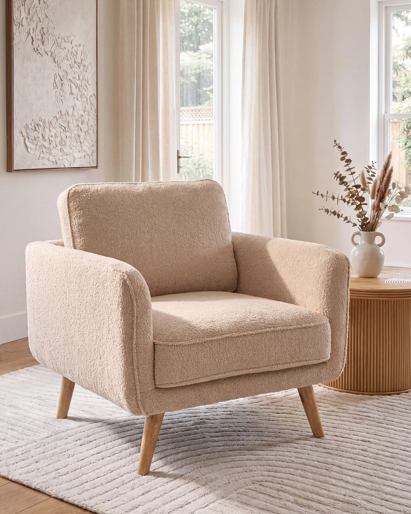 Sofa Beliani 4 vietų poilsio baldų komplektas KILJA, Boucle, smėlio spalvos