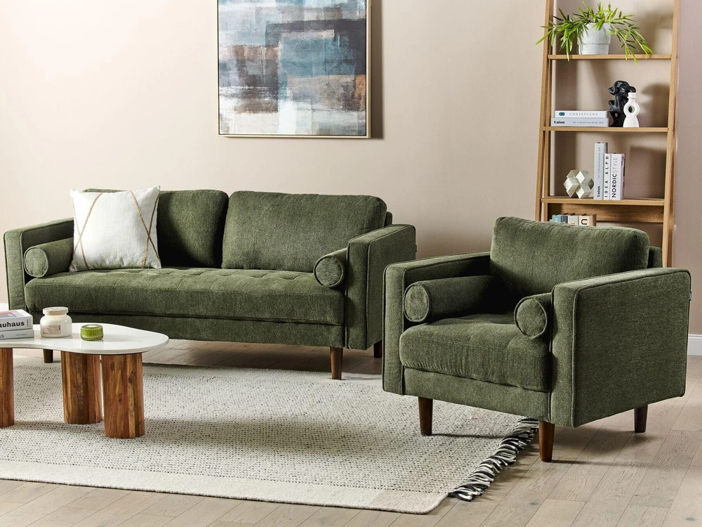 Sofa Beliani 4 vietų poilsio baldų komplektas NURMO tamsiai žalias