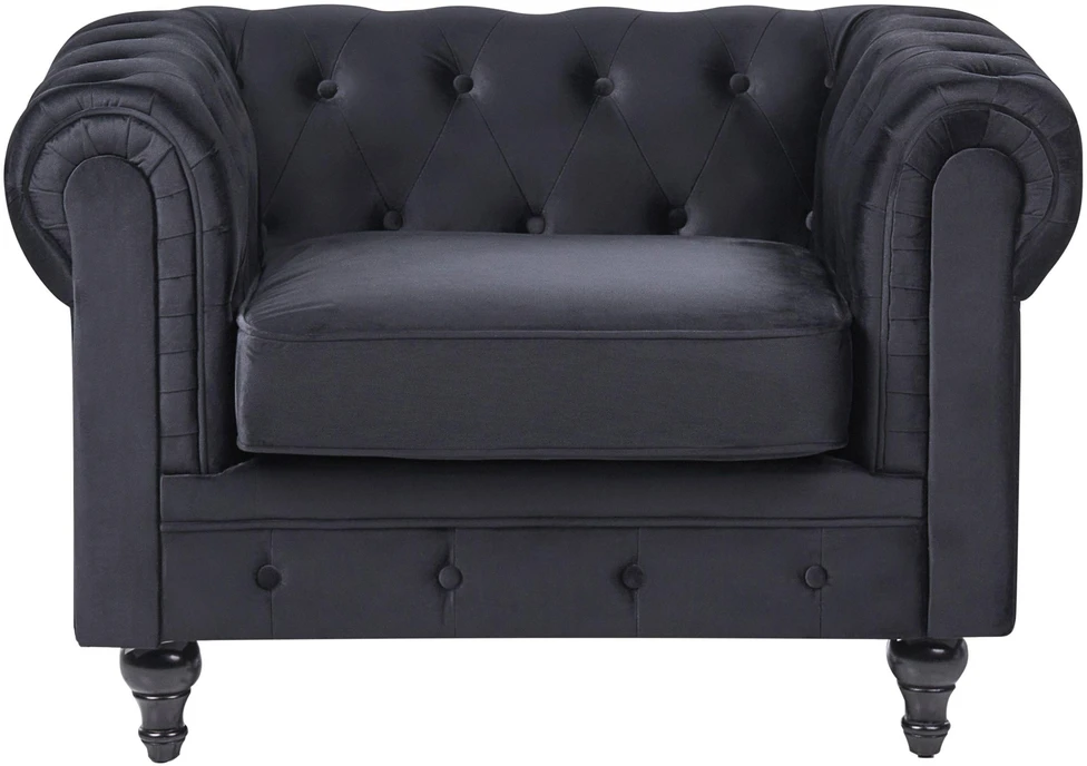 Sofa Beliani 4 vietų poilsio baldų komplektas CHESTERFIELD, veliūras, juodas