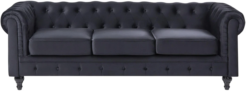 Sofa Beliani 4 vietų poilsio baldų komplektas CHESTERFIELD, veliūras, juodas