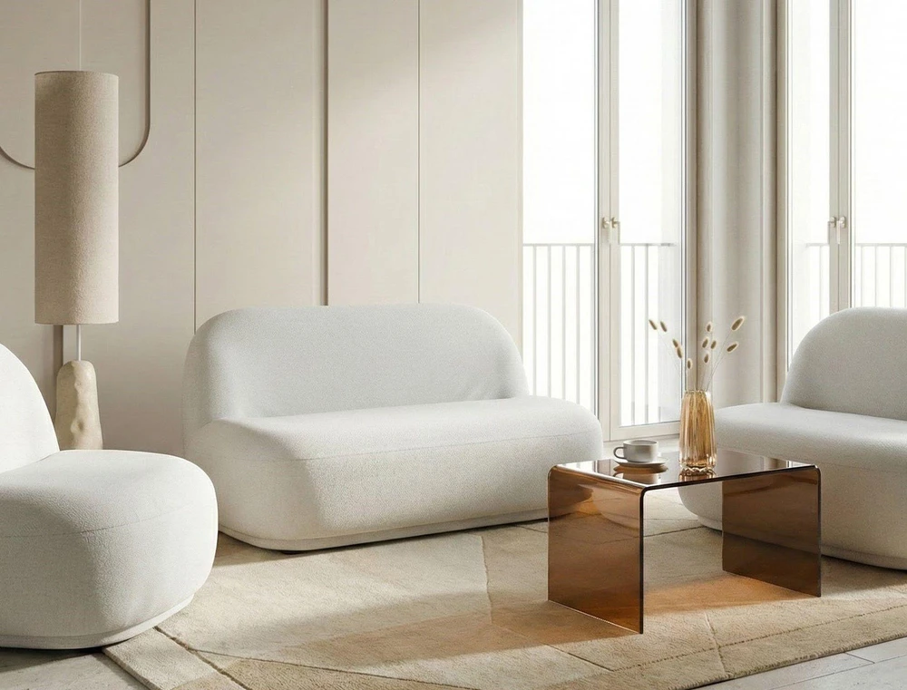 Sofa Beliani 4 vietų poilsio komplektas LOVBERG, kreminės baltos spalvos