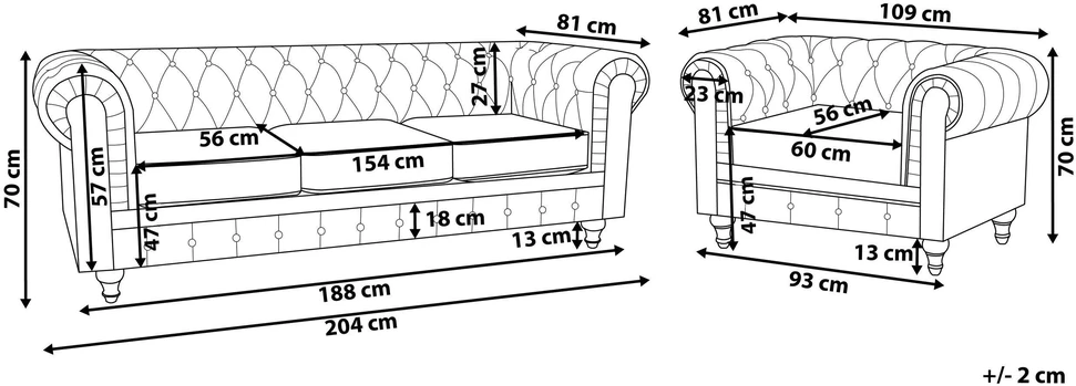 Sofa Beliani 4 vietų poilsio komplektas CHESTERFIELD, veliūras, auksinis